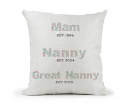 Personalised Mum, Nan, Great Grandma Est Year Floral Cushion..nanny..nan Mum Cushion.. Year Est...new Mothers Day, Birthday Gift - thumbnail 1