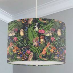 Hedgerow Animals Lampshade, Nursery Children's Bedroom, Drum Ceiling Lamp Light Shade - thumbnail 1