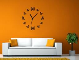Clock Butterfly's Watch Nature Flying Wall Window Sticker Decal Vinyl Silhouette Decor L1898
