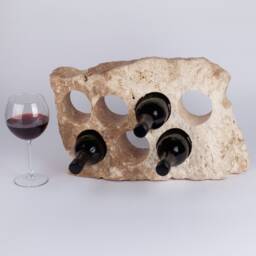 Handmade Travertine Wine Bottle Holder Unique Rack - thumbnail 3