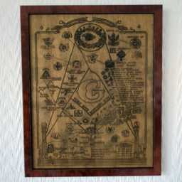 "Hierarchy Of Freemasonry - 19Th-Century Masonic Chart Handmade Wood Engraved Reproduction Esoteric Occult Symbolic Art 8""x10" - thumbnail 1