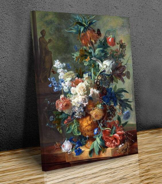 Jan Van Huysum, Dutch Master, Still Life With Flowers, Wall Hangings, Wall Art, Canvas Print Art Framed - image 1