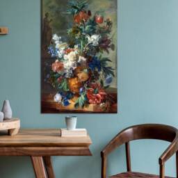 Jan Van Huysum, Dutch Master, Still Life With Flowers, Wall Hangings, Wall Art, Canvas Print Art Framed - thumbnail 3