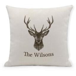 Personalised Stag Cushion Cover, Country Living, Home Decor, Family Surname Keepsake - thumbnail 1