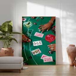 Casino Night Wall Art Print, Poker Table Cocktail Poster, Glamorous Gambling Artwork, Vegas Style Home Bar Decor, Unframed Print - thumbnail 2