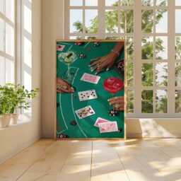 Casino Night Wall Art Print, Poker Table Cocktail Poster, Glamorous Gambling Artwork, Vegas Style Home Bar Decor, Unframed Print - thumbnail 3