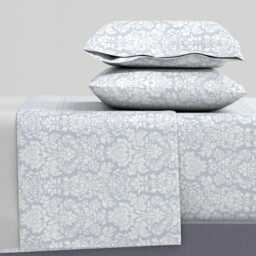 Blue Sheets - Balmoral Damask By Peacoquettedesigns Floral Victorian Light Cotton Sateen Sheet Set Bedding Spoonflower