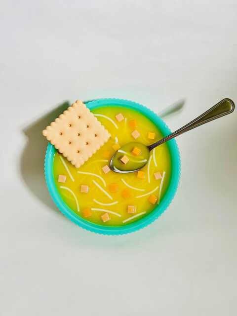 Chicken Noodle Soup Wall Hanging/ Dopamine Decor/ Maximalist Fake Food/ Food Pop Art/ Sculpture/ Funky Decor/Kitchen - image 1