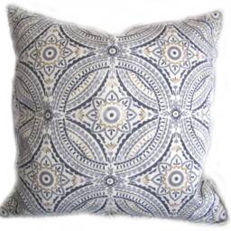 Custom Outdoor Indoor Pillow Cover Sham - Tan Khaki Sand Navy Indigo Blue 16x16 18x18 - thumbnail 3
