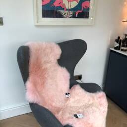Pink Sheepskin Rug, Long Pink Baby Rug , Pale Sheepskin, Fluffy Genuine - thumbnail 3