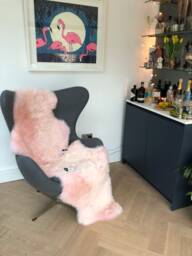 Pink Sheepskin Rug, Long Pink Baby Rug , Pale Sheepskin, Fluffy Genuine - thumbnail 1