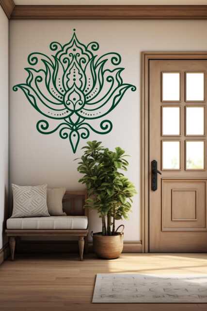 Lotus Flower Mandala Wall Decal Boho Vinyl Yoga Decor - image 1