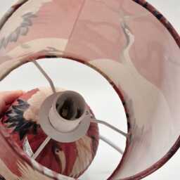 Decoupage Table Lamp Japanese Crane Design, Red Oriental Night Light UK Plug - thumbnail 4