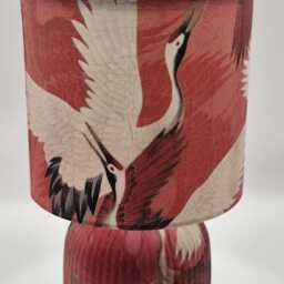 Decoupage Table Lamp Japanese Crane Design, Red Oriental Night Light UK Plug - thumbnail 2