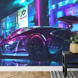 Cyberpunk Speed Car Wall Mural, Boys Room Peel & Stick Wallpaper - thumbnail 3