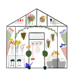 Flower House Print Wall Art - Greenhouse Print Potted Plants Gallery Art Wall Gardening Artwork Decor Drawn Gift For Gardener - thumbnail 2