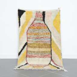 Colorful Abstract Moroccan Rug Handcrafted Wool Berber Carpet, 3.3x8.5 Ft - thumbnail 1