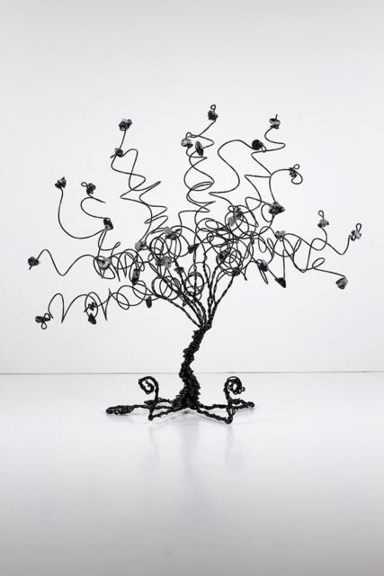 Wire Tree Business Card Holder Sculpture in Black & Gray Fathers Day Gift Office Decor - image 1