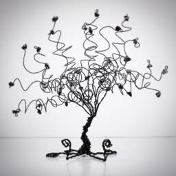 Wire Tree Business Card Holder Sculpture in Black & Gray Fathers Day Gift Office Decor - thumbnail 3