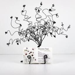 Wire Tree Business Card Holder Sculpture in Black & Gray Fathers Day Gift Office Decor - thumbnail 2