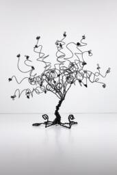 Wire Tree Business Card Holder Sculpture in Black & Gray Fathers Day Gift Office Decor