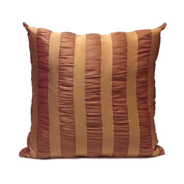 Cinnamon, Copper, Rust Pillow, Throw Pillow Cover, Decorative Cushion Pillowcase, Accent Silk, Striped Pillow - image 1