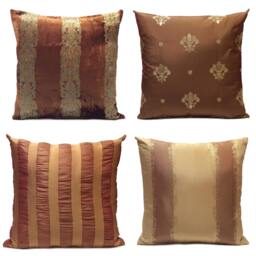 Cinnamon, Copper, Rust Pillow, Throw Pillow Cover, Decorative Cushion Pillowcase, Accent Silk, Striped Pillow - thumbnail 3
