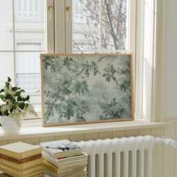 Sage Green Wall Art Toile Print, Vintage Botanical Landscape, Chinoiserie Branches, Neutral Cottage Decor - thumbnail 2