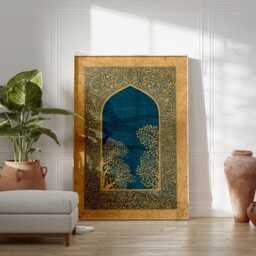 Teal Arch Botanical Poster - Persian Islamic Wall Art Ornate Blue Decorative Illustration - thumbnail 3