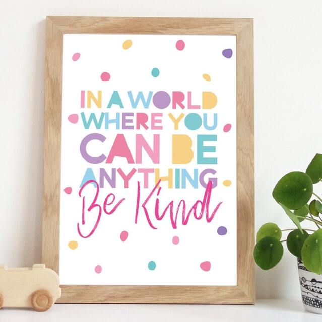 Girls Nursery Prints, Bedroom Wall Art, Be Kind, Quotes, Playroom Decor - image 1