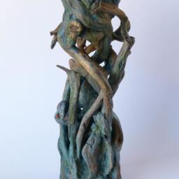 Candle Holder, Petrified Dinosaurs, Found Objects Assemblage - thumbnail 3