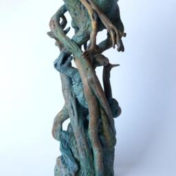 Candle Holder, Petrified Dinosaurs, Found Objects Assemblage - thumbnail 2