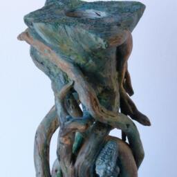 Candle Holder, Petrified Dinosaurs, Found Objects Assemblage - thumbnail 4