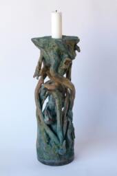 Candle Holder, Petrified Dinosaurs, Found Objects Assemblage