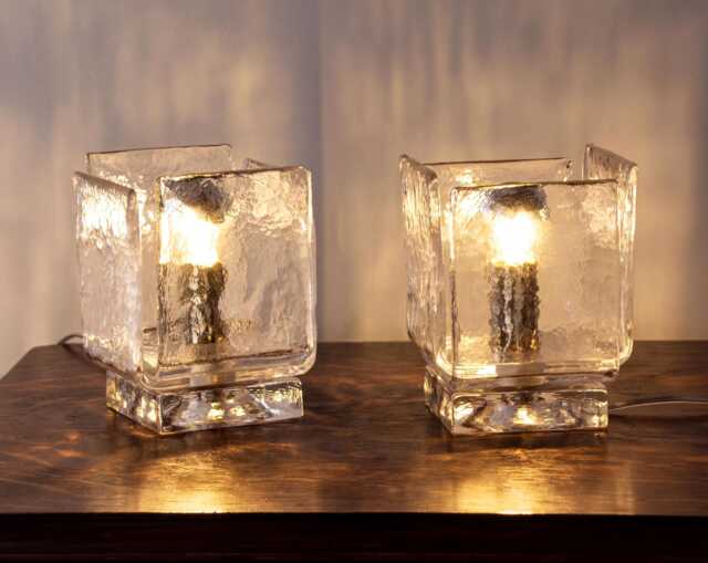 Glass Table Lamps Set Of 2 Murano Mid Century Italian Design, Decorative Light - image 1
