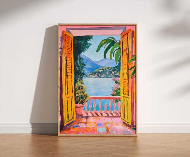 Open Window Henri Matisse Print, Style Fauvism Painting, Modern Exhibition Patio Doors Italy Mediterranean, Lake Como - image 1