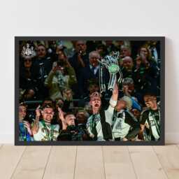 Newcastle United Cup Winners Print - Dan Burn With Trophy Landscape Poster - thumbnail 1