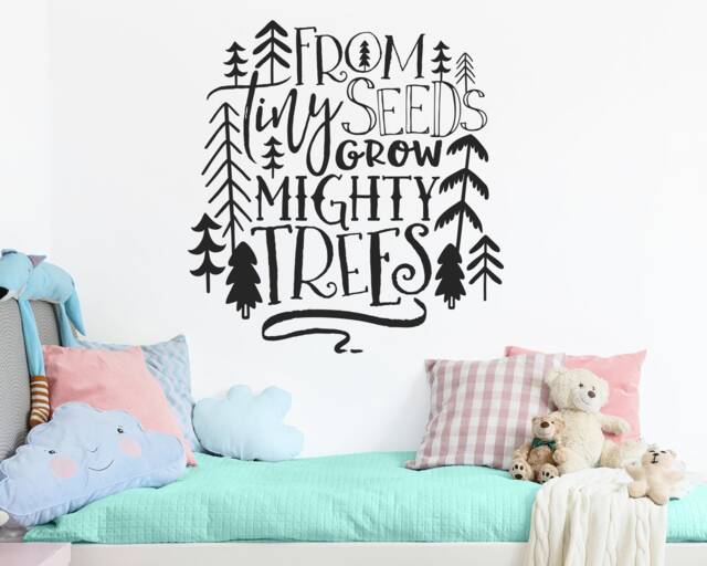 Nursery Decal - From Tiny Seeds Grow Mighty Trees Woodland Quote, Wall Vinyl Decal, Sticker, Decor, Forest - image 1