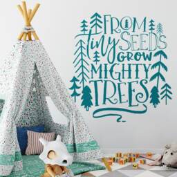 Nursery Decal - From Tiny Seeds Grow Mighty Trees Woodland Quote, Wall Vinyl Decal, Sticker, Decor, Forest - thumbnail 2