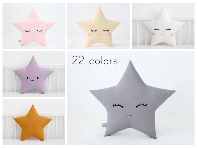Cute Star Cushion For Nursery Decor, Dreamy Baby Pillow Shower Gift Idea Newborn Infant Boy Girl Gender Neutral Room Children Bed Teepee Sky - image 1