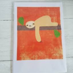 Sloth Print, Art, Gift, Retro Art Lover Wall Cute Sloth, Home Decor, Zoo Animal Prints - thumbnail 3