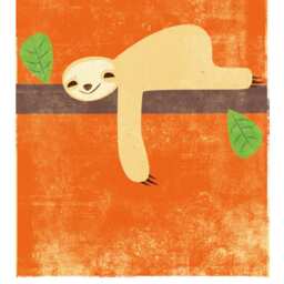 Sloth Print, Art, Gift, Retro Art Lover Wall Cute Sloth, Home Decor, Zoo Animal Prints - thumbnail 2
