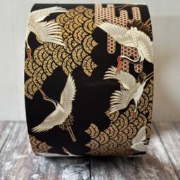 Black & Gold Lampshade, Crane Bird Japanese Fabric Black Decor, Table Lampshade - thumbnail 3