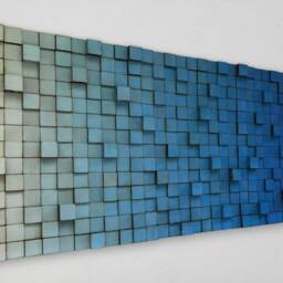 Blue Reclaimed Wood Wall Art - Large Geometric Mosaic - thumbnail 4