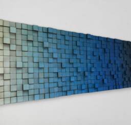 Blue Reclaimed Wood Wall Art - Large Geometric Mosaic