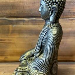 stone Garden Large Gold Bronze Maze Robe Buddha Gift Concrete Ornament - thumbnail 2
