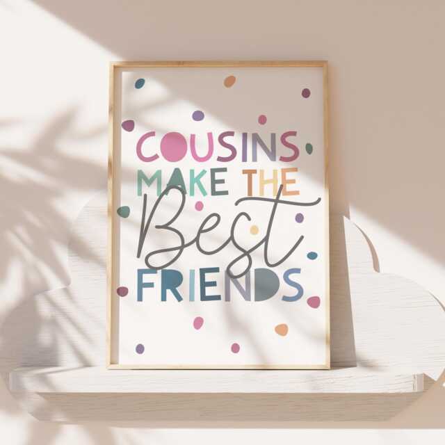 Cousin Print, Girls Bedroom Decor, Kids Room, Cousins Wall Art, Nursery Playroom, Rainbow - image 1