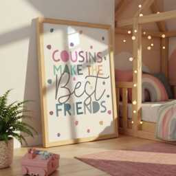 Cousin Print, Girls Bedroom Decor, Kids Room, Cousins Wall Art, Nursery Playroom, Rainbow - thumbnail 2