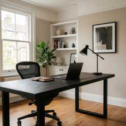 Black Desk/Dark Wood Custom Computer Modern Writing Gaming Chunky - thumbnail 2