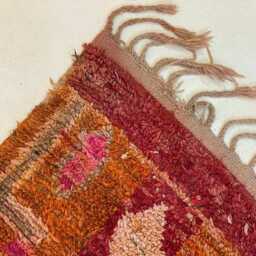 Handmade Moroccan Wool Rug Abstract Orange Bohemian Carpet - thumbnail 4
